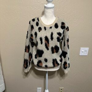 Storia Tan and Black Leopard Print Sweater
